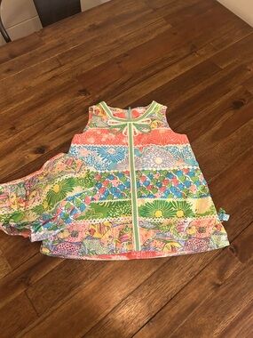 Lilly Pulitzer Baby Multicolor Striped Tropical Print Dress  12-18 mos